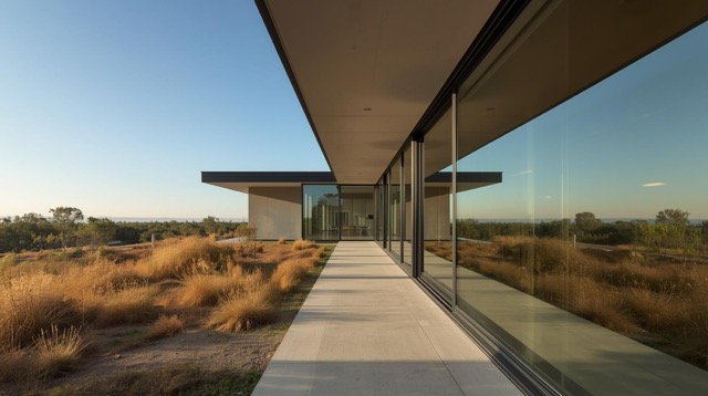 modern house buildings with lots of windows