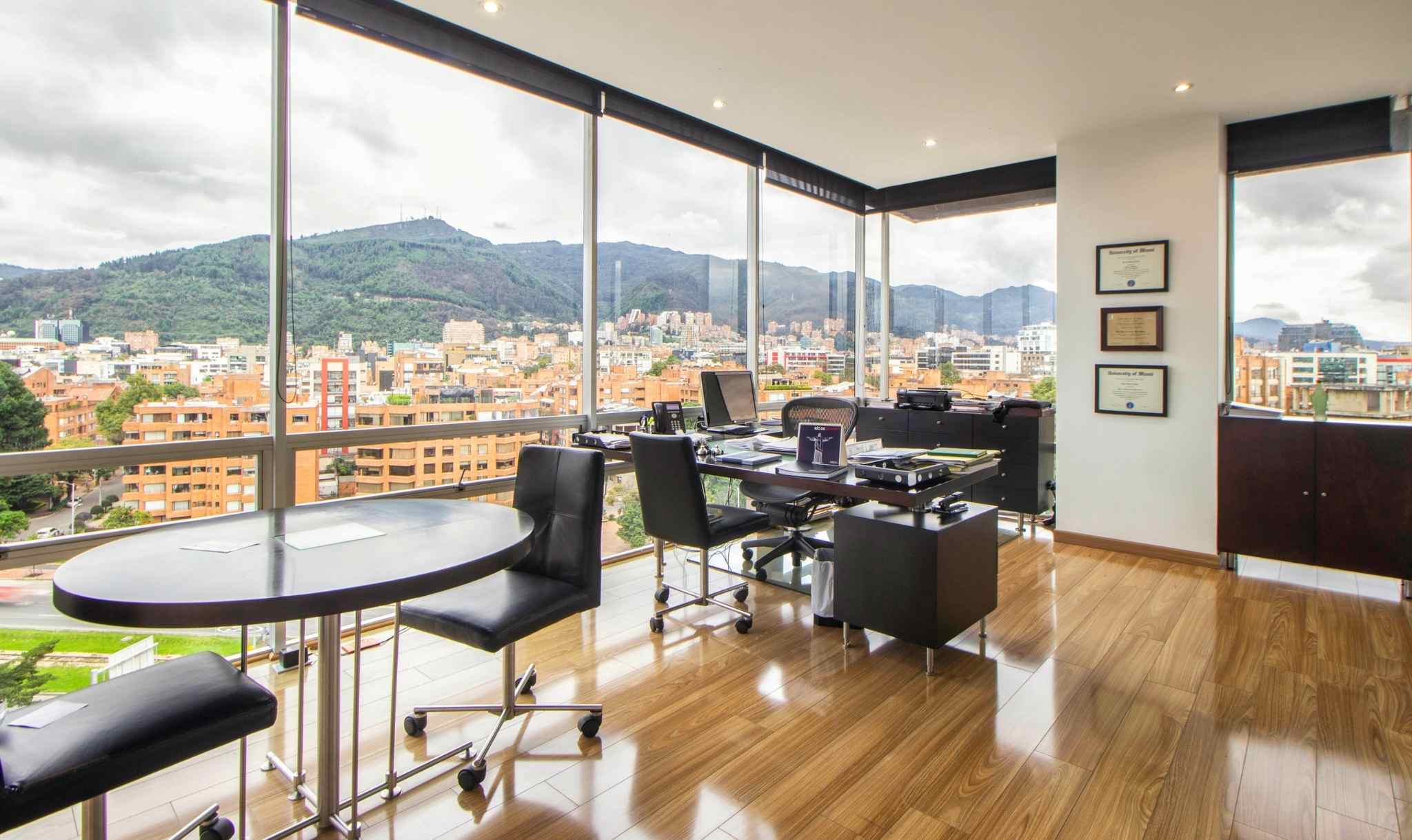 Hot sunny office room.