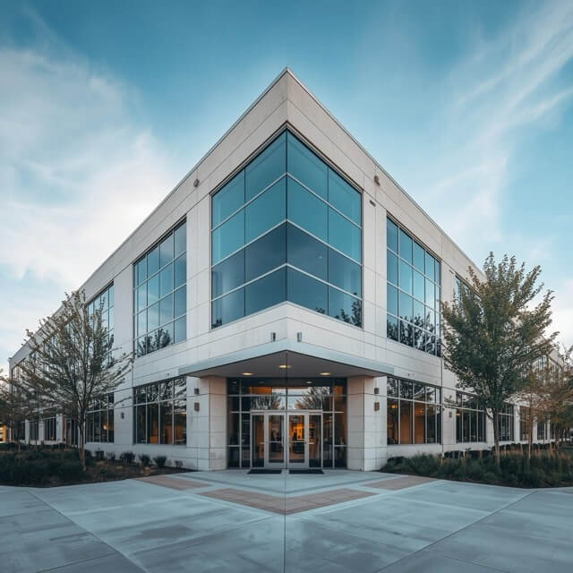 office building with big windows near the door (1) Medium office building with big windows near the door