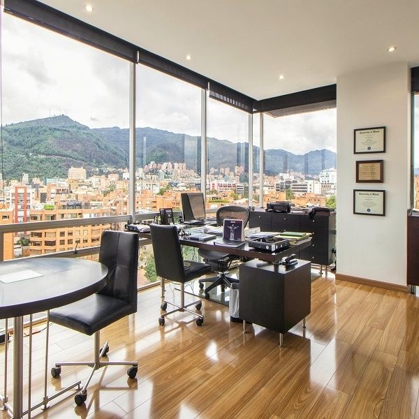 office-window Office space with heat reduction window film.