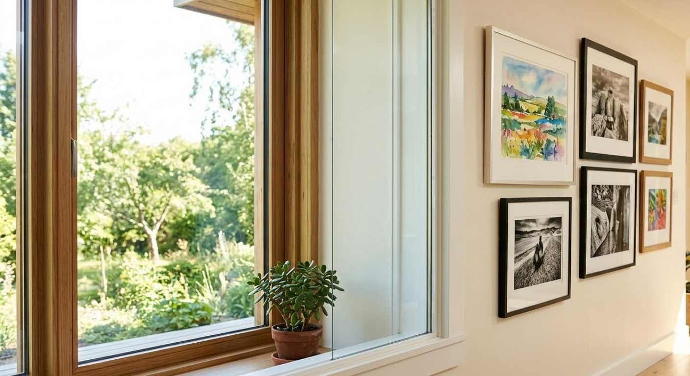 Window film that protects artwork from sunlight degradation.